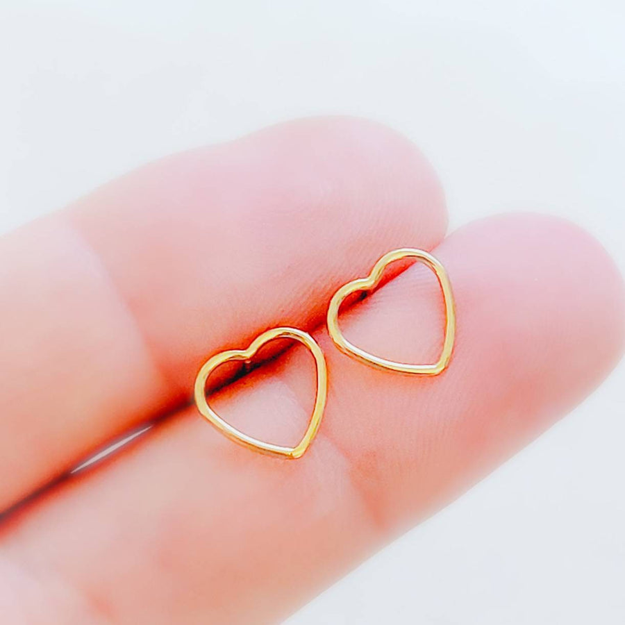 Delicate Gold Heart Studs • Wire Heart Studs • Heart Shaped Earrings • Delicate Heart Studs • Dainty Golden Hearts • Simple Wire Hearts