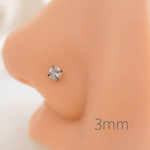 CZ Titanium Nose Screw • 18g or 20g • Implant Grade • 2mm and 3mm Prong Set Diamond CZ • Delicate Nose Stud • Dainty Stud •