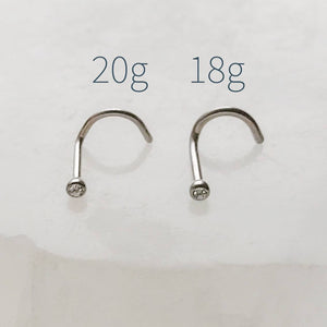 CZ Titanium Nose Screw • Bezel Set • 18g or 20g • Implant Grade • 2mm and 3mm Prong Set Diamond CZ • Delicate Nose Stud • Dainty Stud •