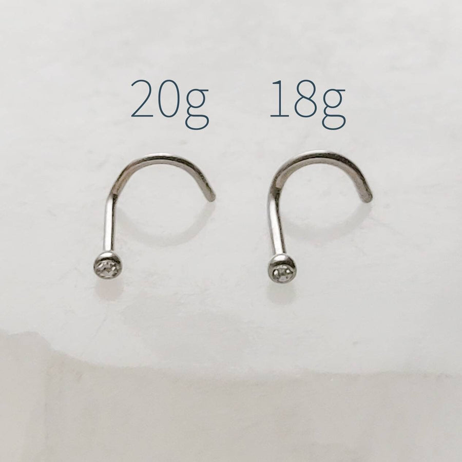 CZ Titanium Nose Screw • Bezel Set • 18g or 20g • Implant Grade • 2mm and 3mm Prong Set Diamond CZ • Delicate Nose Stud • Dainty Stud •