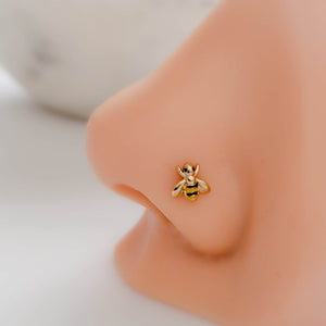 Little Bee Nose Stud • Nose Bone Jewelry • Tiny Bee Nose Jewelry • Cute Nose Stud • Surgical Steel • 20 Gauge • Gold Honey Bee