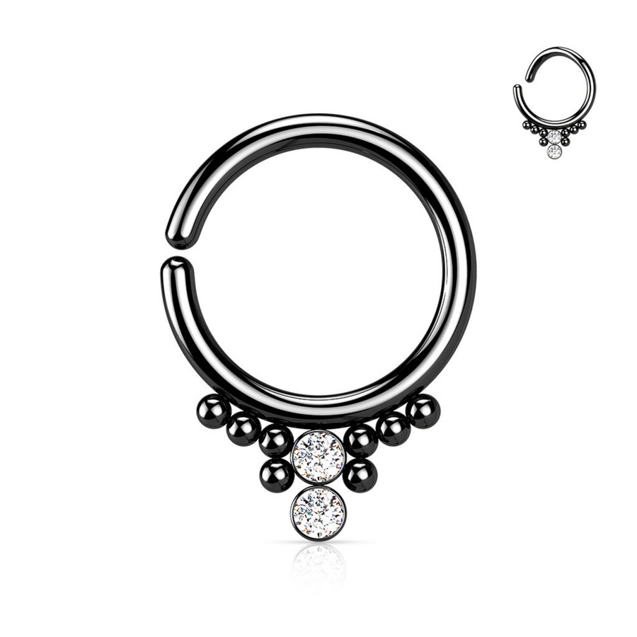 Bendable Septum Ring with Sparkling CZ Accent • Cubic Zirconia • 18 Gauge Surgical Steel • Boho Style • Gold Daith Hoop • Tragus or Rook