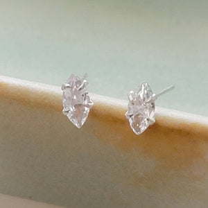 Tiny prong set marquise CZ studs in Sterling silver, by Studio Blue on Etsy