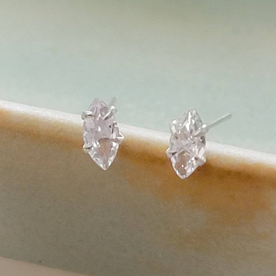 Tiny prong set marquise CZ studs in Sterling silver, by Studio Blue on Etsy