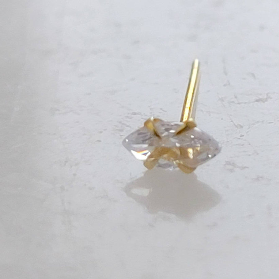 Tiny prong set marquise CZ studs in Gold Vermeil, by Studio Blue on Etsy