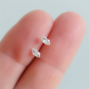 Tiny prong set marquise CZ studs in Sterling silver, by Studio Blue on Etsy