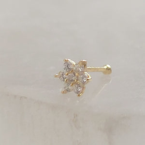 14k Gold Sparkle Nose Bone