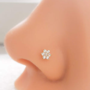 14k Gold Sparkle Nose Bone