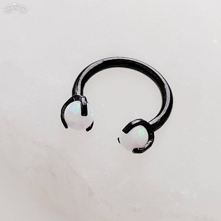 Luminous Opal Septum Ring • Horseshoe Ring • Daith • Lip • Cartilage • Lobe • 16 Gauge • Surgical Steel • Circular Barbell • Body Jewelry