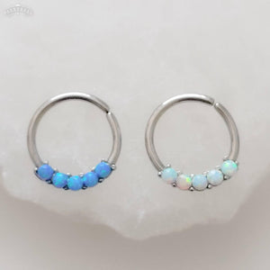 Iridescent Opal Septum Ring • Cartilage Hoop • Bendable Hoop • Surgical Steel • Body Jewelry • 16 Gauge • Nose Hoop • Daith • Helix