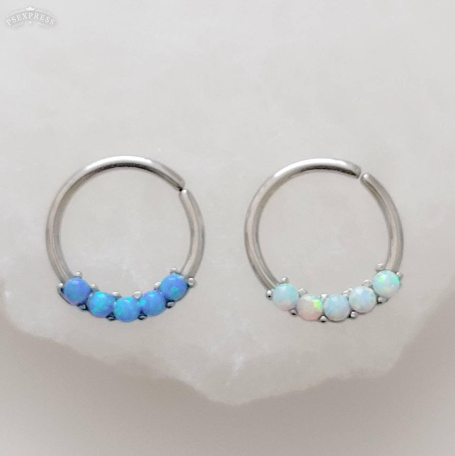 Iridescent Opal Septum Ring • Cartilage Hoop • Bendable Hoop • Surgical Steel • Body Jewelry • 16 Gauge • Nose Hoop • Daith • Helix