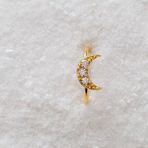 Tiny Crescent Moon Nose Ring • Pavé Diamond CZ • 20 Gauge Bendable Hoop • Rook • Tragus • Daith • Helix • Body Jewelry • Dainty Nose Hoop