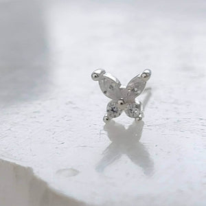 Tiny Butterfly Studs • Dainty Sparkle Studs • Second Piercing • 22 Gauge • Sparkle Butterflies • Marquise Diamond CZ • Delicate Earrings