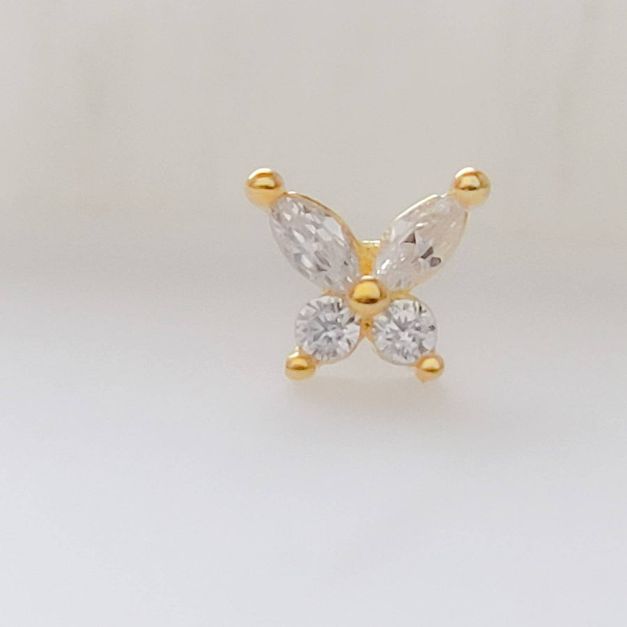 Tiny Butterfly Studs • Dainty Sparkle Studs • Second Piercing • 22 Gauge • Sparkle Butterflies • Marquise Diamond CZ • Delicate Earrings