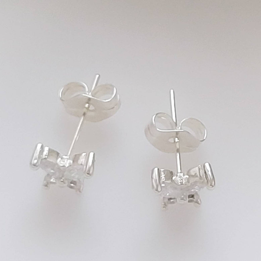 Tiny Butterfly Studs • Dainty Sparkle Studs • Second Piercing • 22 Gauge • Sparkle Butterflies • Marquise Diamond CZ • Delicate Earrings