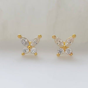 Tiny Butterfly Studs • Dainty Sparkle Studs • Second Piercing • 22 Gauge • Sparkle Butterflies • Marquise Diamond CZ • Delicate Earrings