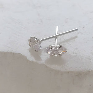 Tiny prong set marquise CZ studs in Sterling silver, by Studio Blue on Etsy