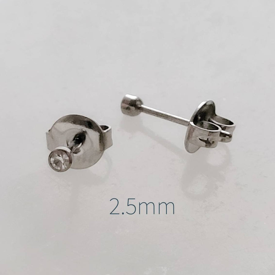 Titanium Diamond CZ Studs • Bezel Set • Implant Grade • Modern Style • Multiple Piercings • Ear Stack • Minimalist • Sparkle Studs • 20G