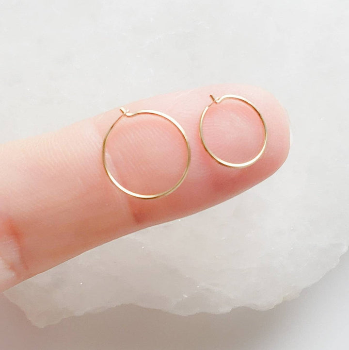 Dainty 14 Karat Gold Hoops • 14k Hoop Earrings • Small Gold Hoops • Thin Lightweight Hoops • Delicate Earrings • Solid 14 Karat Gold