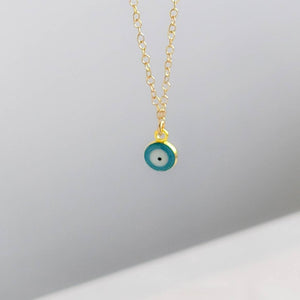 Evil Eye Necklace • Protection Amulet • Lucky Jewelry • Dainty Nazar Charm Necklace • 14K Gold Fill Evil Eye • Glass Evil Eye Talisman