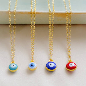 Evil Eye Necklace • Protection Amulet • Lucky Jewelry • Dainty Nazar Charm Necklace • 14K Gold Fill Evil Eye • Glass Evil Eye Talisman