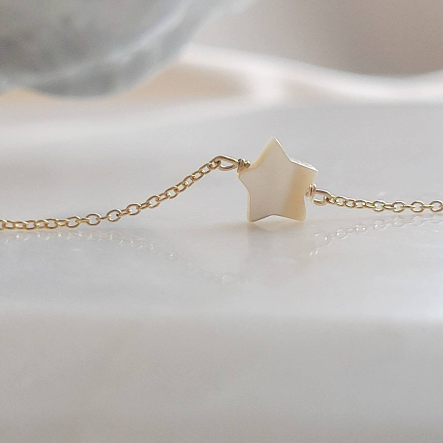 Tiny Star Necklace • Dainty Layering Necklace • Mother Of Pearl Star Charm • Delicate Gold star Choker • Mini Star