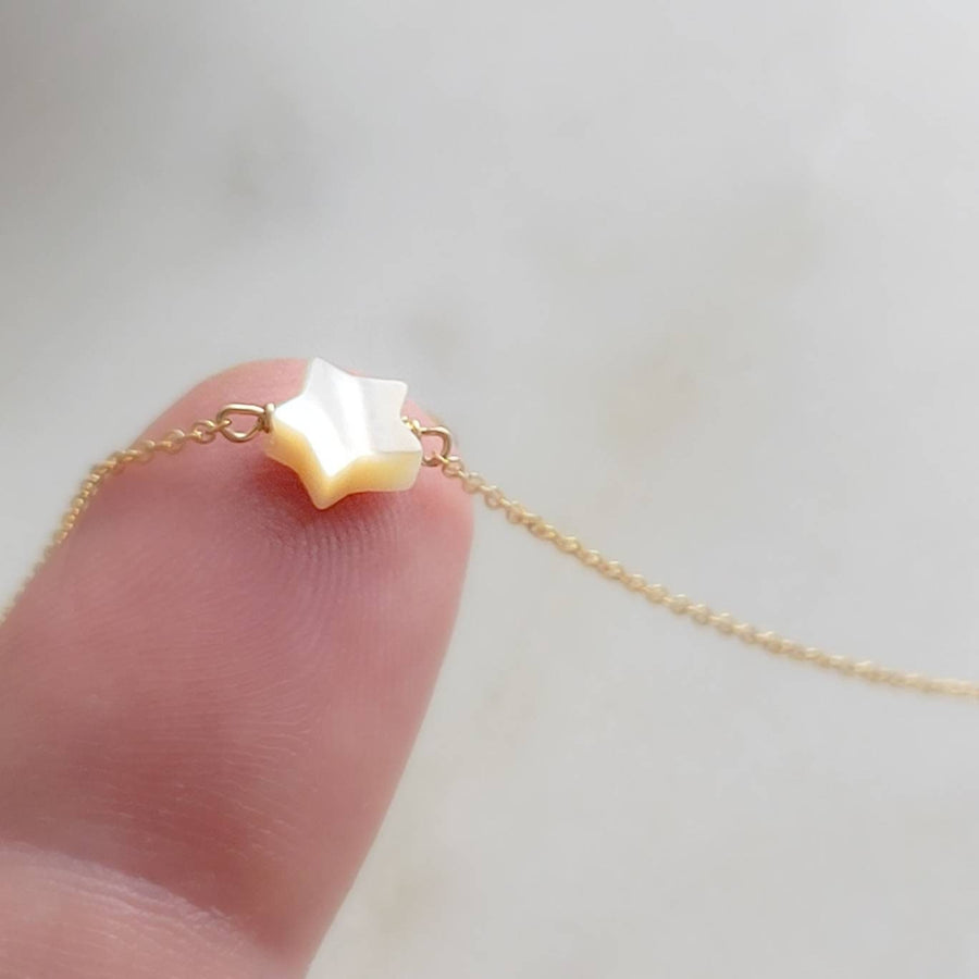 Tiny Star Necklace • Dainty Layering Necklace • Mother Of Pearl Star Charm • Delicate Gold star Choker • Mini Star