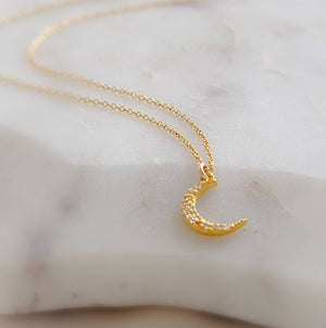 Diamond Crescent Moon Necklace