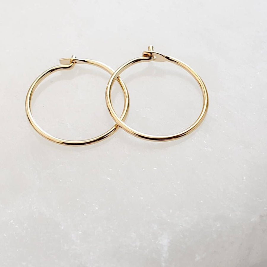 Dainty 14 Karat Gold Hoops • 14k Hoop Earrings • Small Gold Hoops • Thin Lightweight Hoops • Delicate Earrings • Solid 14 Karat Gold