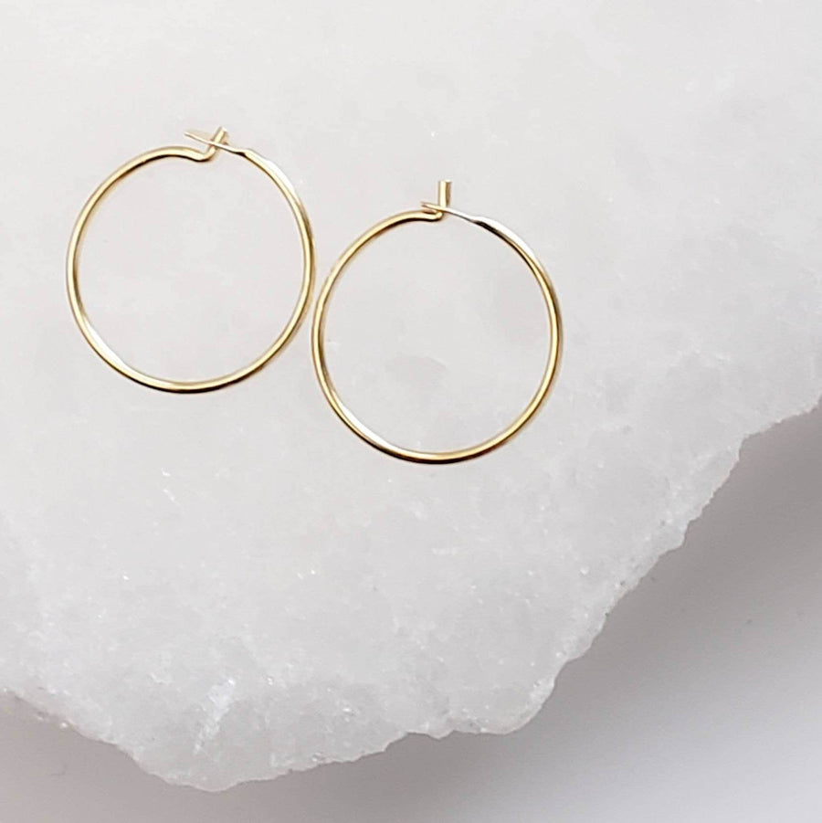 Dainty 14 Karat Gold Hoops • 14k Hoop Earrings • Small Gold Hoops • Thin Lightweight Hoops • Delicate Earrings • Solid 14 Karat Gold