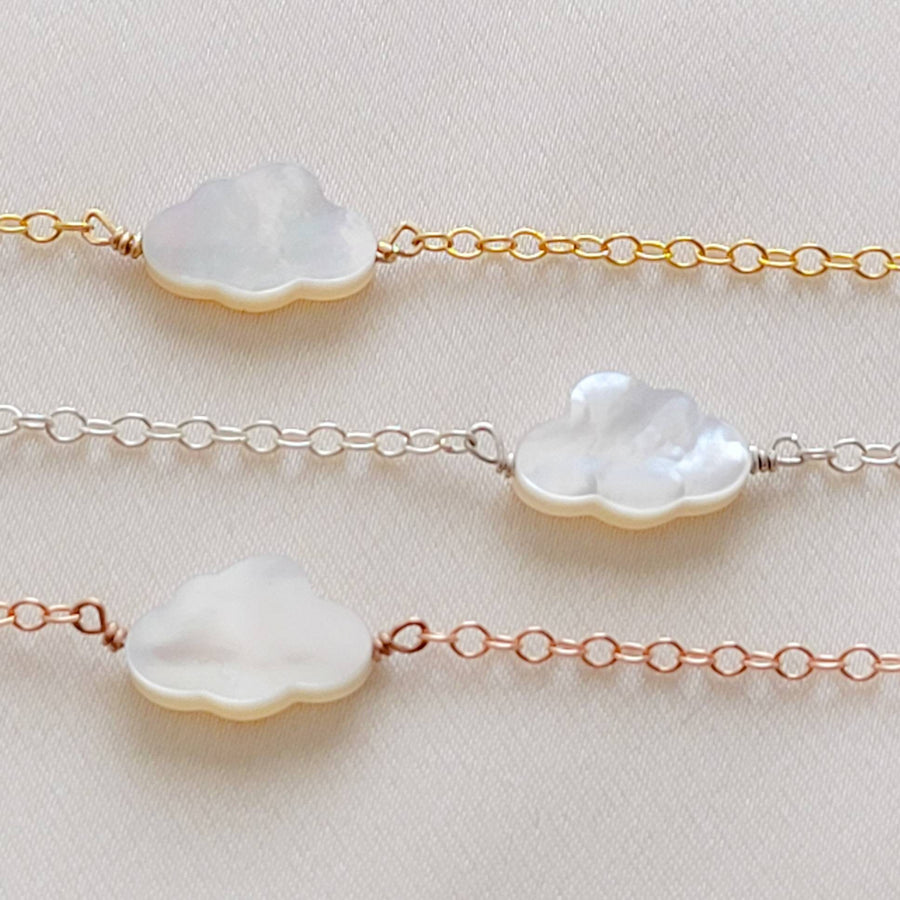 Cute Little Cloud Necklace • Mother of Pearl Cloud • Dainty Carved Cloud Charm • Cloud Jewelry • Dreamy Cloud Jewelry