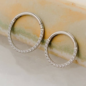 Micro Pavé Front Facing Clicker Hoops