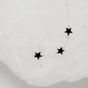 Starry Night Necklace • Hematite Star Choker • Black Star Charms • Healing & Protection Jewelry • Star Choker • Celestial Jewelry