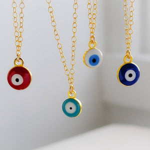 Evil Eye Necklace • Protection Amulet • Lucky Jewelry • Dainty Nazar Charm Necklace • 14K Gold Fill Evil Eye • Glass Evil Eye Talisman