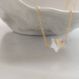 Tiny Star Necklace • Dainty Layering Necklace • Mother Of Pearl Star Charm • Delicate Gold star Choker • Mini Star