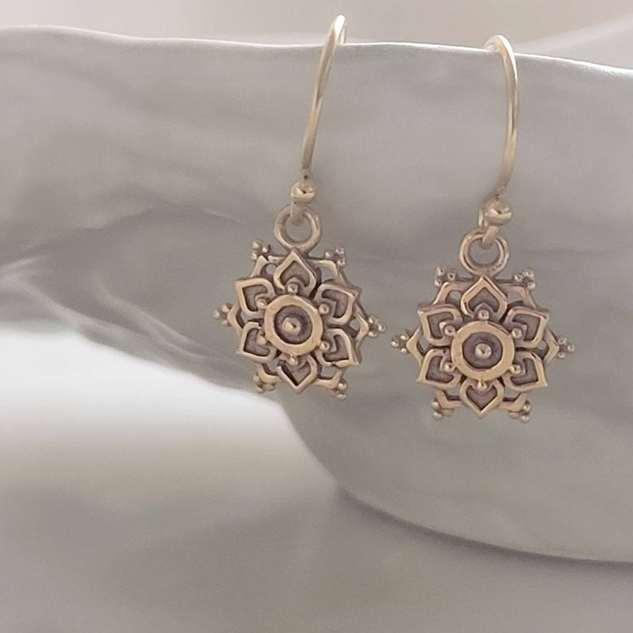 Bronze or Sterling silver Mandala drop earrings by Studio Blue on Etsy