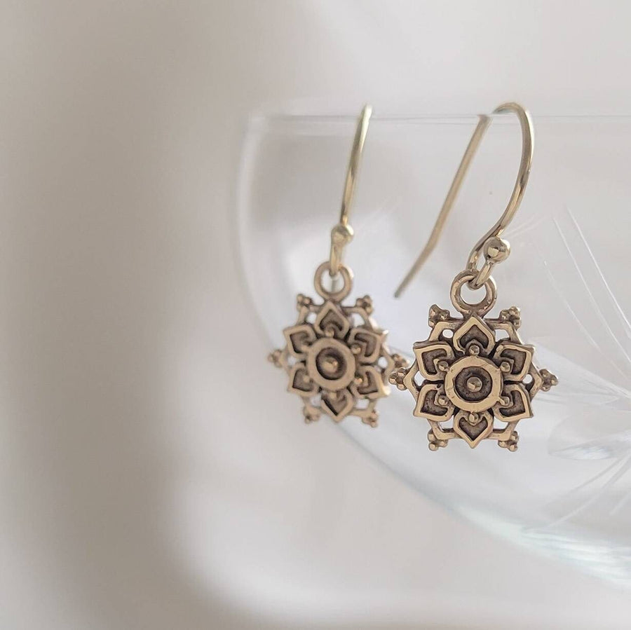 Bronze or Sterling silver Mandala drop earrings by Studio Blue on Etsy