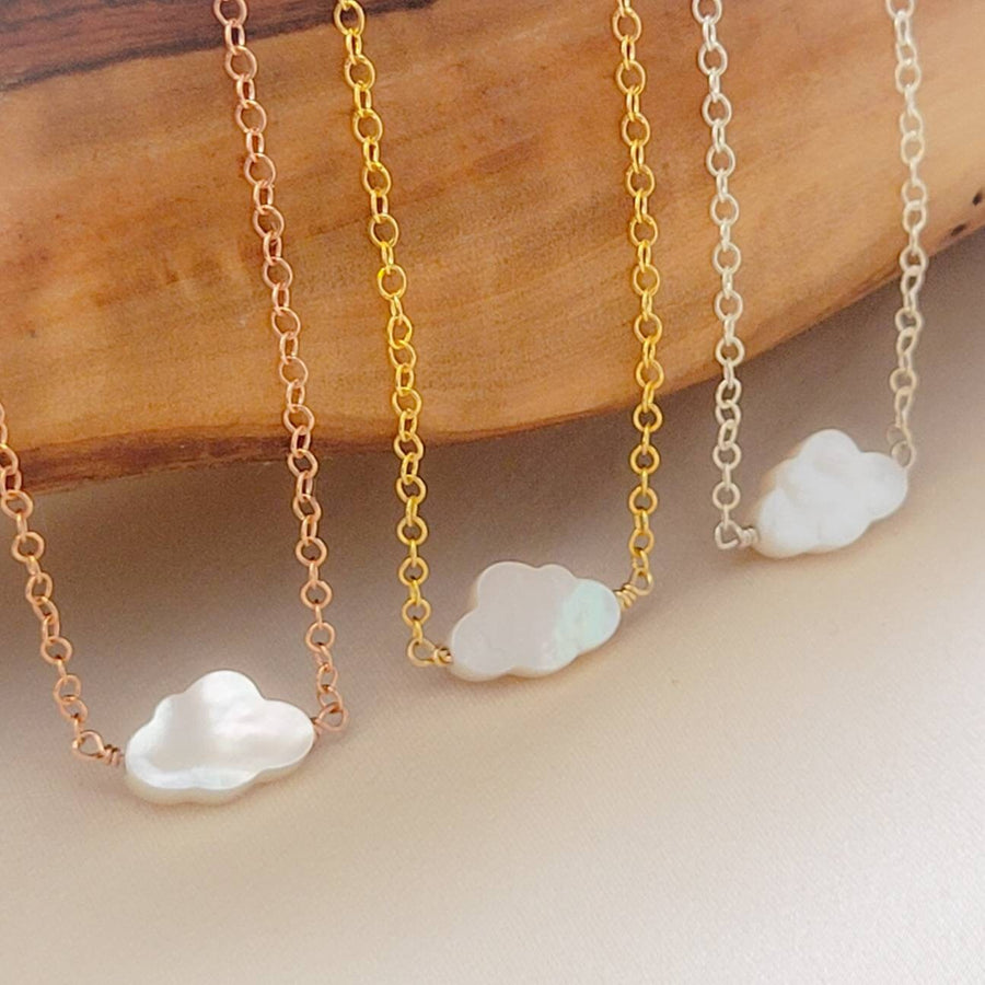 Cute Little Cloud Necklace • Mother of Pearl Cloud • Dainty Carved Cloud Charm • Cloud Jewelry • Dreamy Cloud Jewelry