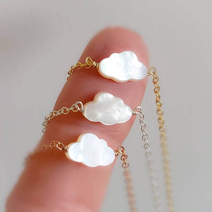 Cute Little Cloud Necklace • Mother of Pearl Cloud • Dainty Carved Cloud Charm • Cloud Jewelry • Dreamy Cloud Jewelry