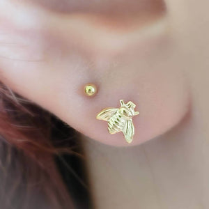 14k Gold Little Bee Studs • Dainty Bee Earrings • Bumble Bee Studs • 14 Karat Gold Bees • Little Bee Earring Studs • Delicate Bee Jewelry