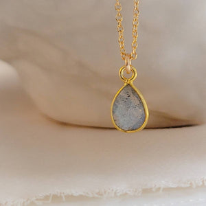 Labradorite Drop Necklace • Teardrop Gemstone Pendant • Solitaire Labradorite Necklace • Flashy Natural Labradorite • Layering Necklace