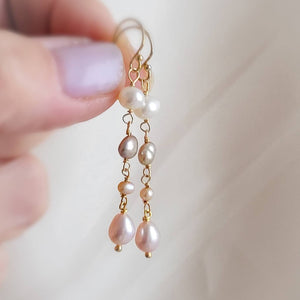 Multi Pearl Drop Earrings • Mixed Pearl Drops • Dainty Colored Pearls • Bridesmaid gift • Small Freshwater Pearls • Baroque Pearl Drops