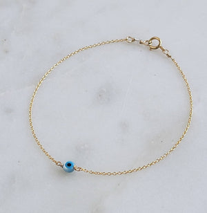 Dainty Evil Eye Bracelet • Nazar Charm • Dainty Gold Bracelet • Lucky Charm • Protection Amulet • Layering Bracelet