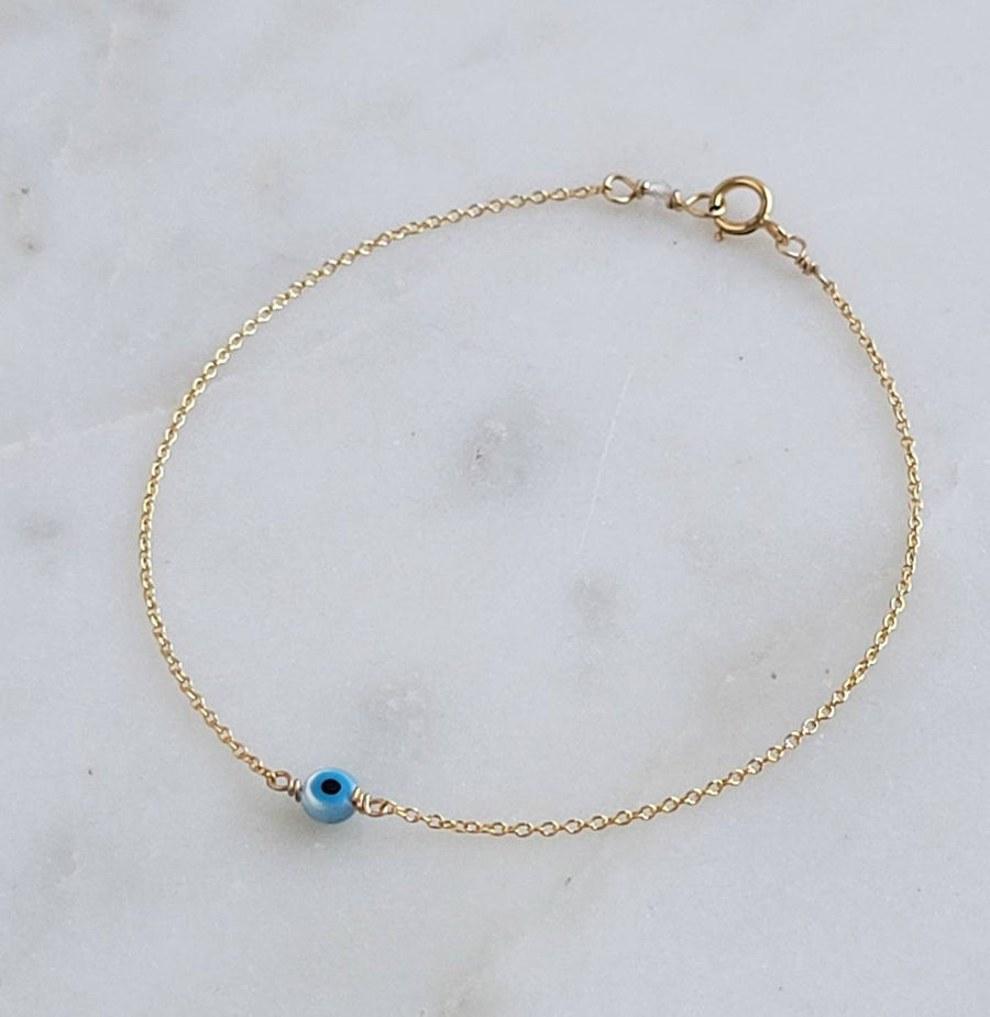 Dainty Evil Eye Bracelet • Nazar Charm • Dainty Gold Bracelet • Lucky Charm • Protection Amulet • Layering Bracelet