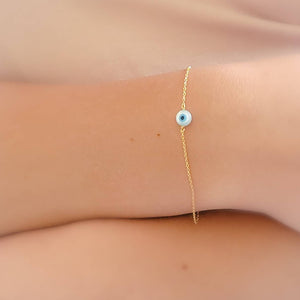 Dainty Evil Eye Bracelet • Nazar Charm • Dainty Gold Bracelet • Lucky Charm • Protection Amulet • Layering Bracelet