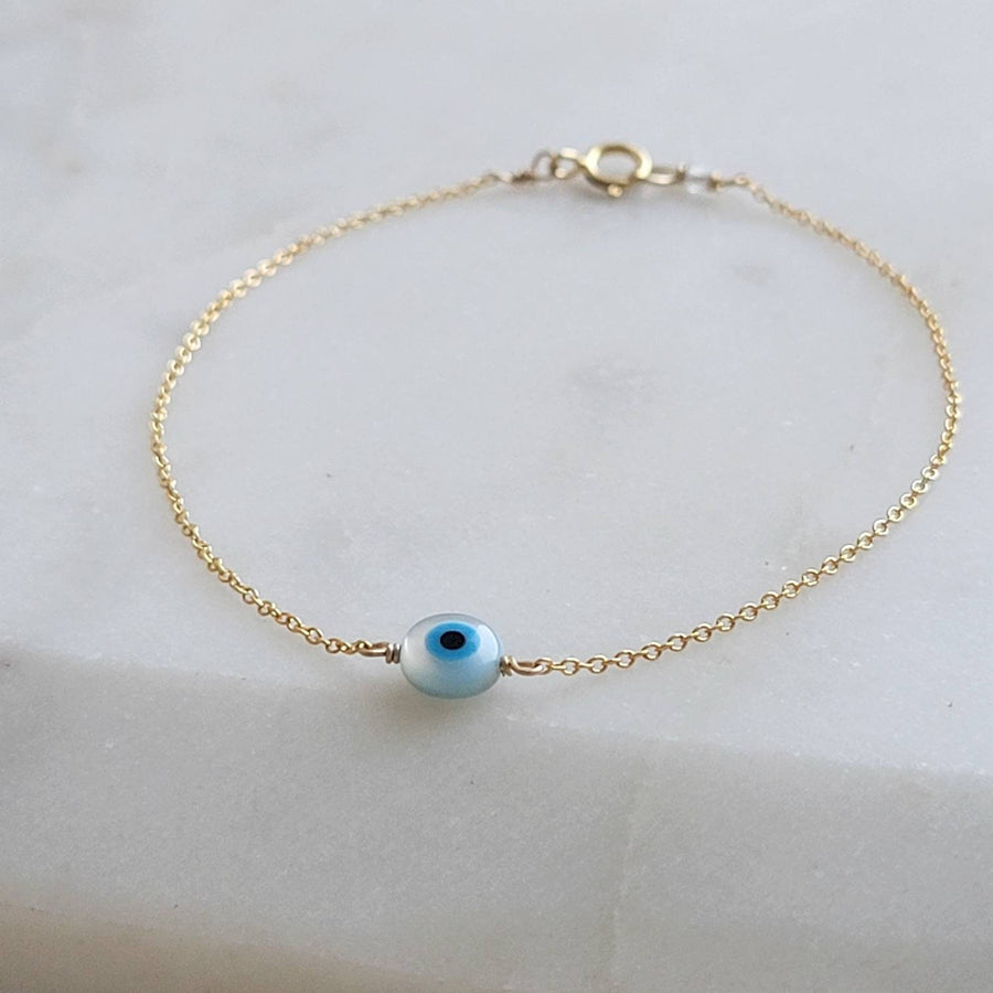 Dainty Evil Eye Bracelet • Nazar Charm • Dainty Gold Bracelet • Lucky Charm • Protection Amulet • Layering Bracelet