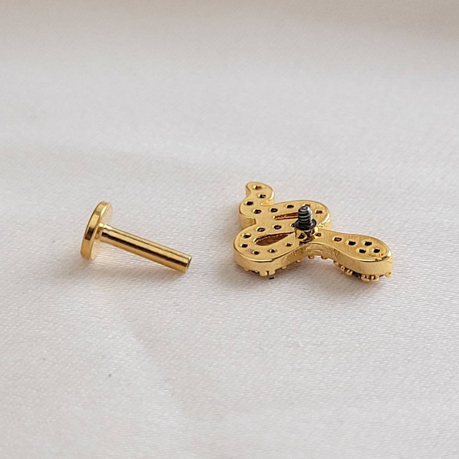 CZ Diamond Snake Stud • Flat Back Earrings • 16 Gauge Screw Back Studs • 316L Surgical Steel • Comfort Fit • Sleep In Earrings