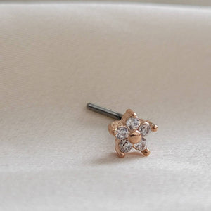 Sparkle Flower Nose Stud • L Bend Nose Stud • Diamond CZ Flower • Dainty Nose Jewelry • Waterproof • 20 Gauge