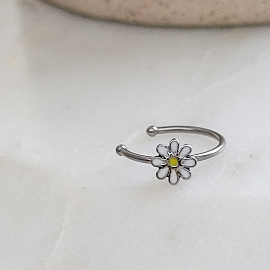 Dainty Daisy Nose Ring • Delicate Nose Hoop • Body Jewelry • Flower Nose Ring • 20 Gauge • Enamel Daisy