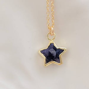 Gemstone Star Necklace • Lapis Lazuli Star Charm • Turquoise Star Necklace • Green Chalcedony Star Pendant • Layering Necklace • Gift